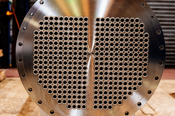 close-up of a heat exchanger made by Graham Hart Process Engineering